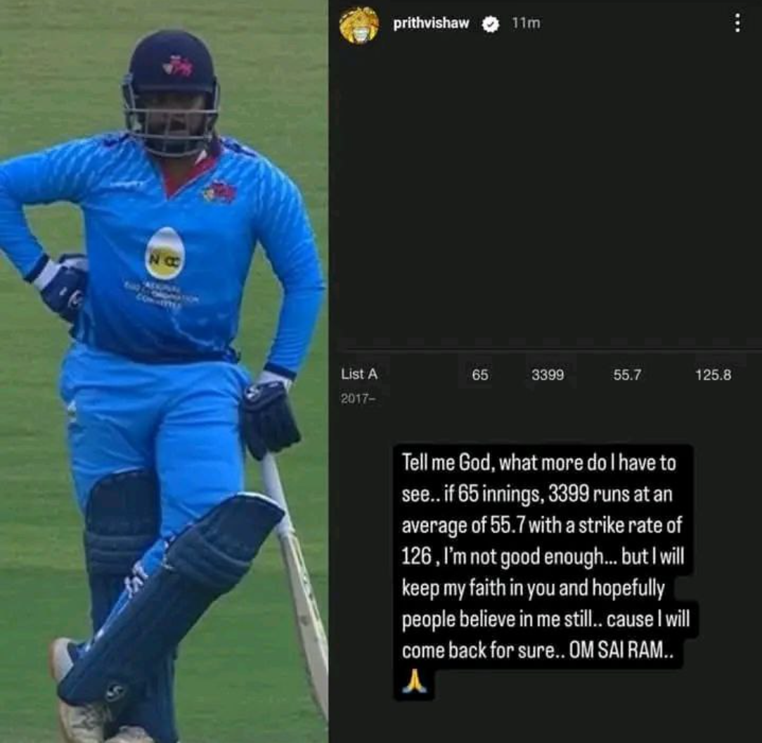 Prithvi Shaw Hits Back  After Continuous Criticism, ‘Don’t speak…’ in his Instagram Story