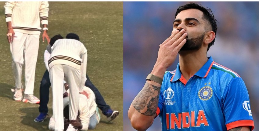 Fan's Heartfelt Gesture: Knelt to Touch Kohli's Feet Amidst Roars of the Crowd