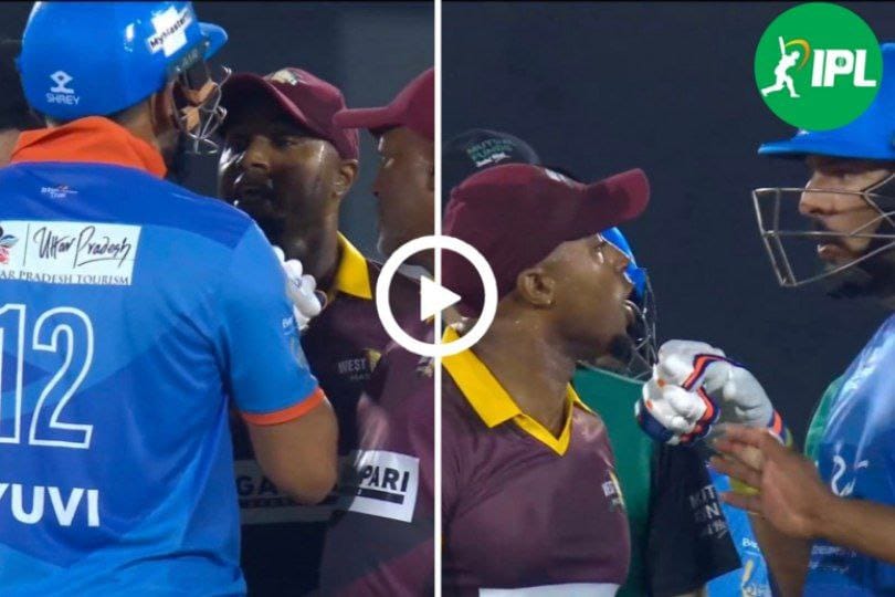 IMLT20 के फाइनल में हुआ बवाल Yuvraj Singh और Tino Best के बीच हो गई भयंकर लड़ाई; देखें VIDEO