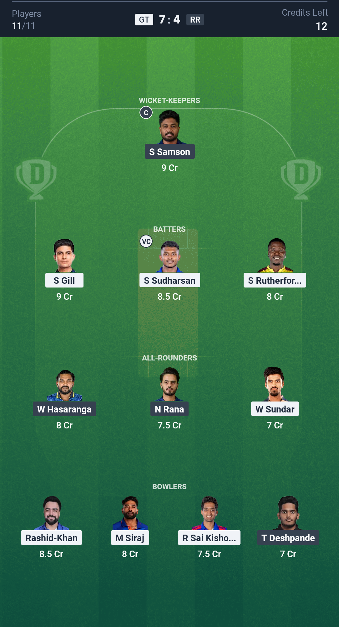 Dream11 GT vs RR